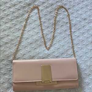 Aldo Pink and Gold Clutch with Chain Strap